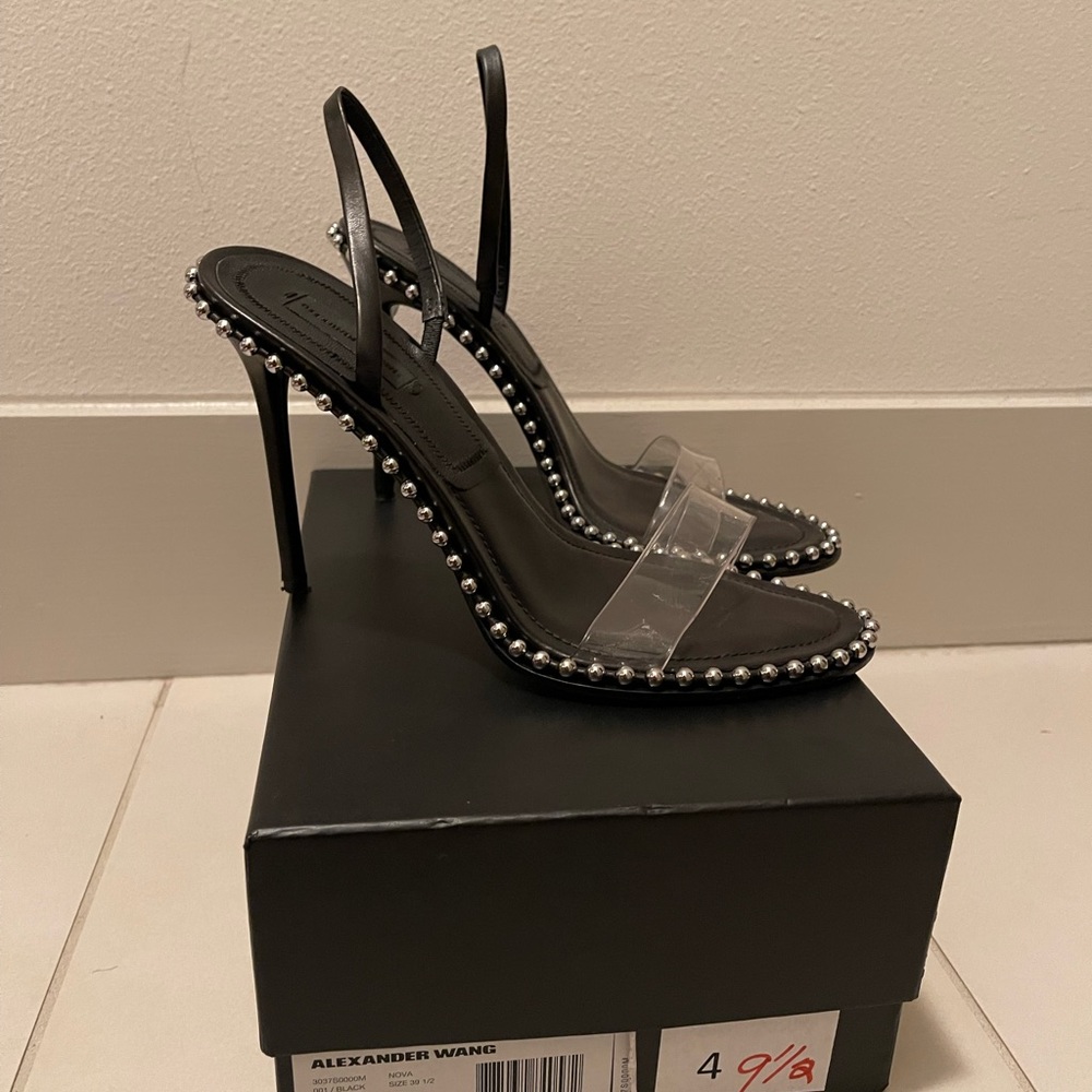 Alexander Wang Studded Black Leather and PVC heel size 9.5
